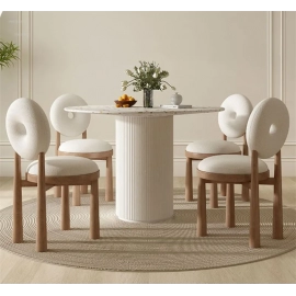 Modern Minimalist Luxury Slate Dining Tables Small Apartment Dining Table and Chair Set Nordic Solid Wood Round Tables Furniture